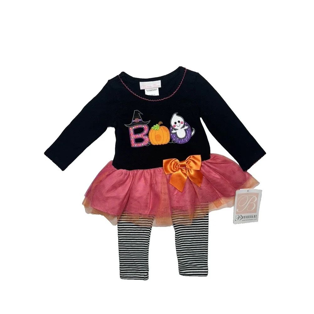 NWT! Bonnie Baby Halloween Pant Set with BOO Applique and Tutu, Size: 12 Months